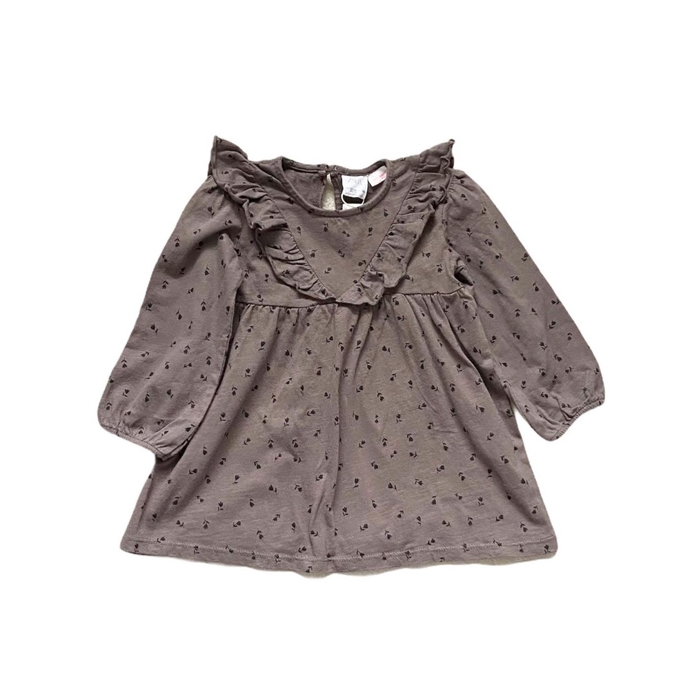 Zara tulip print grey dress NWT 12-18 months